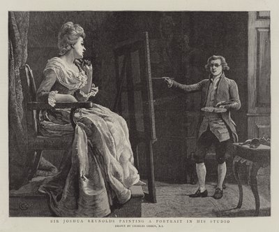 ジョシュアレイノルズ卿が彼のスタジオで肖像画を描く 作： Charles Green